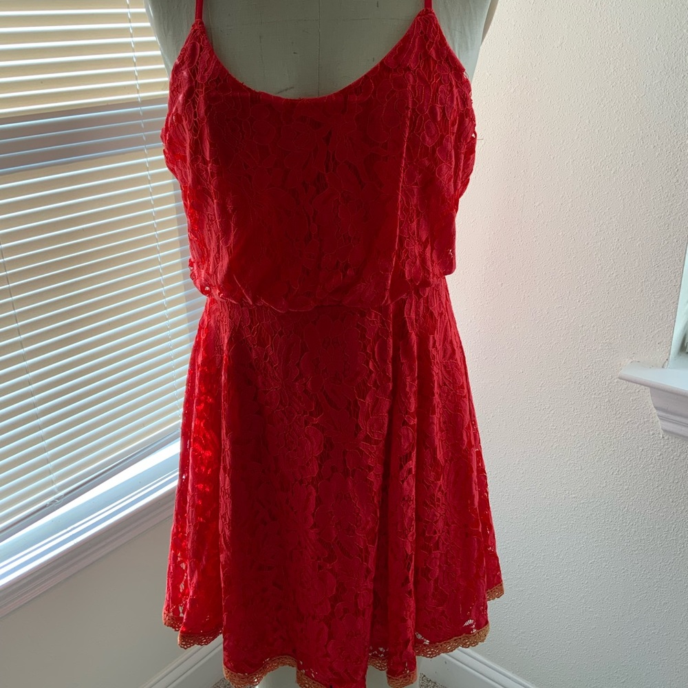 Lace Red Sun Dress with open back